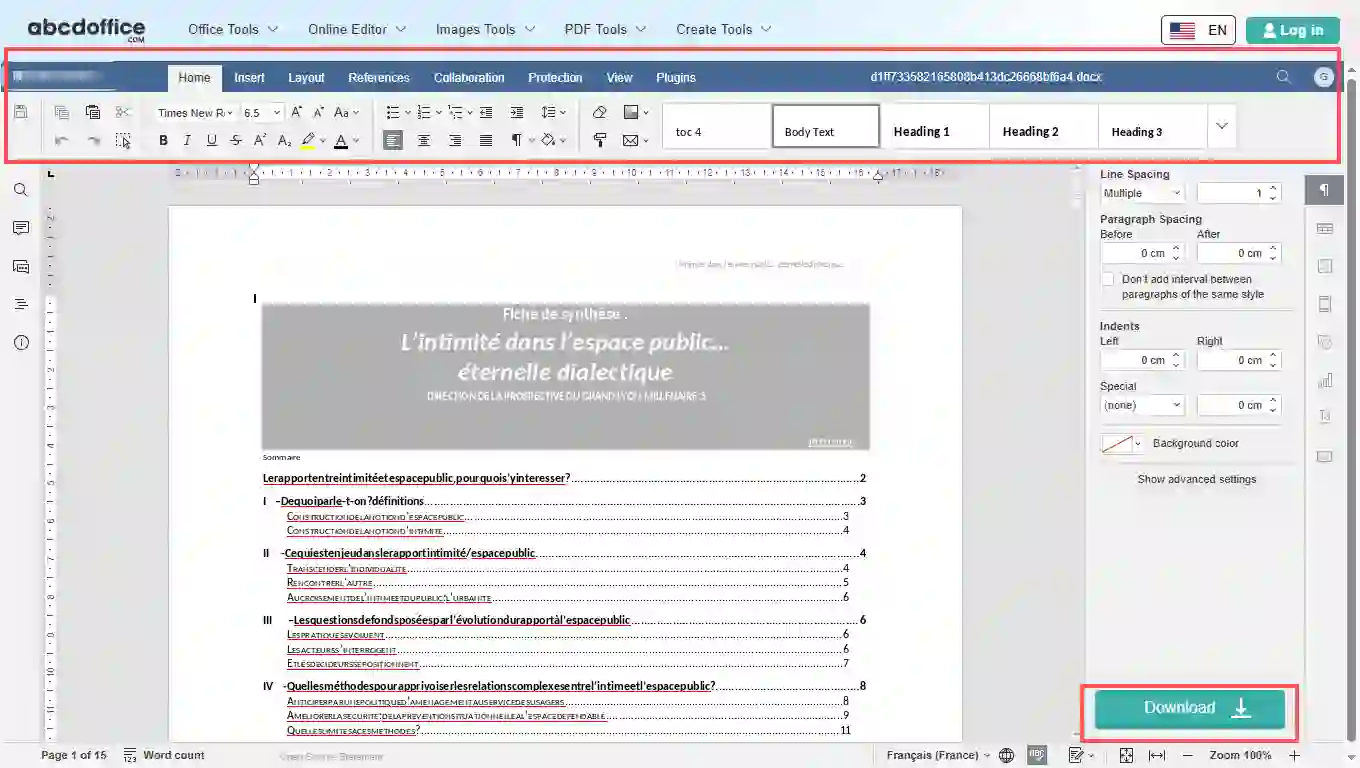 Schritt 3: Bearbeiten im DOCX-Editor online