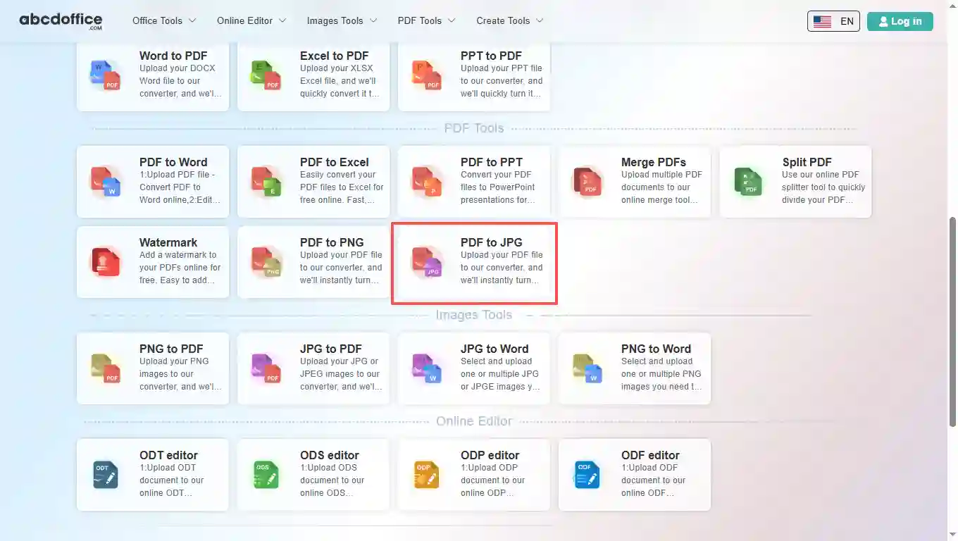 Schritt 1: PDF zu JPG auf abcdoffice.com öffnen