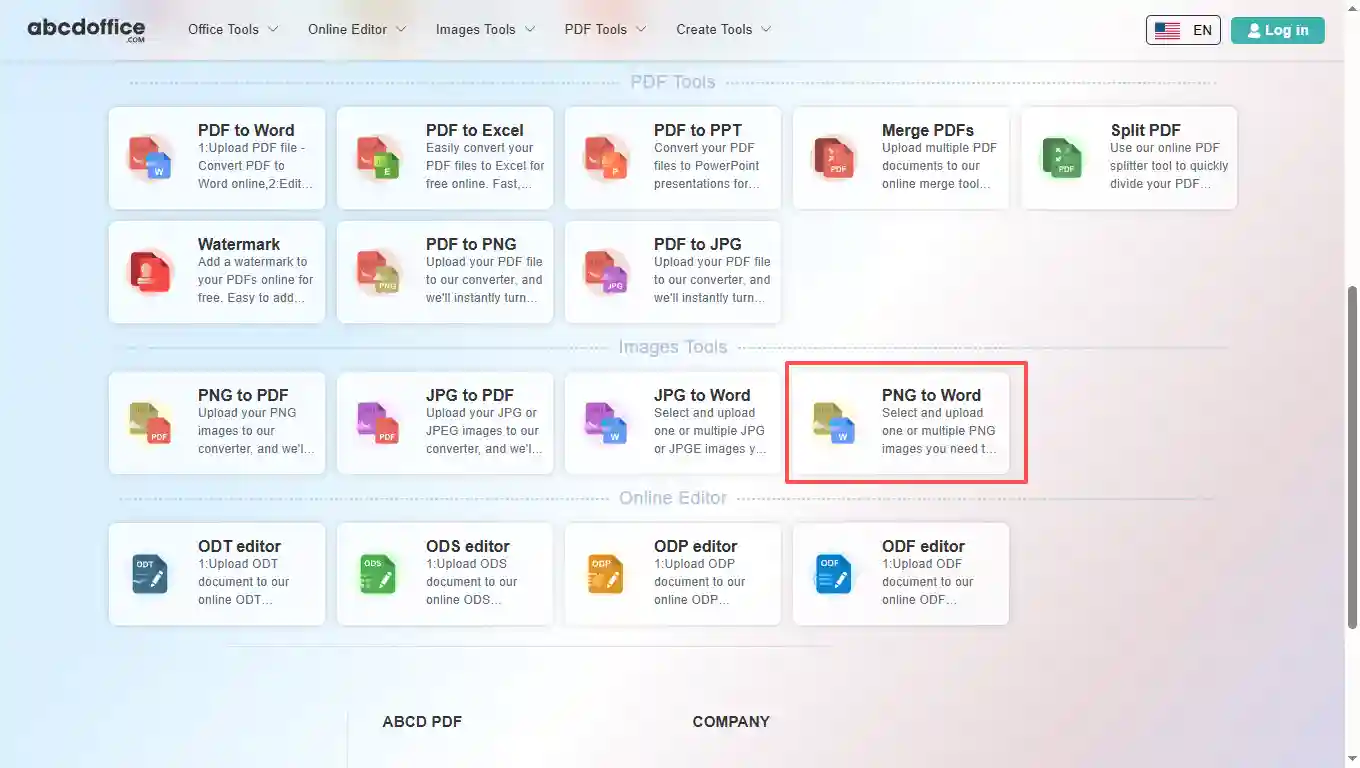Schritt 1: PNG zu Word auf abcdoffice.com öffnen
