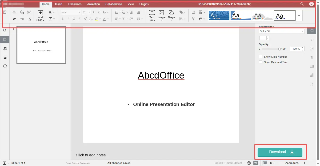 Step 3: Edit in ppt online editor