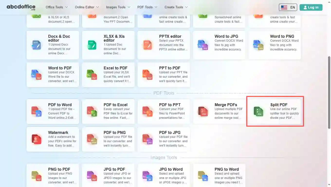 Schritt 1: PDF teilen auf abcdoffice.com öffnen