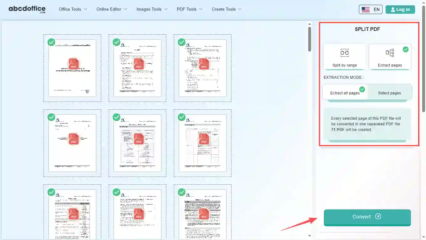 Schritt 3: PDF online nach Seiten aufteilen
