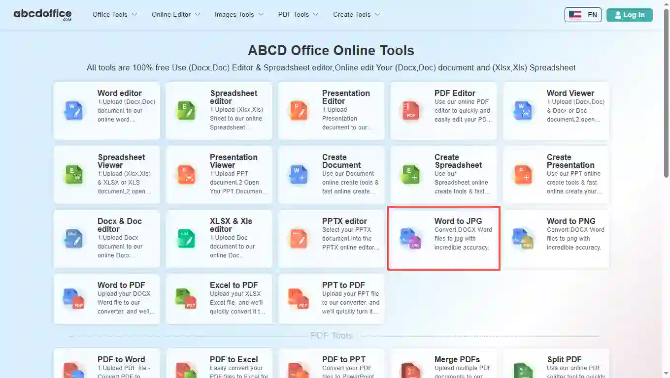 Step 1: Open Word to JPG on abcdoffice.com