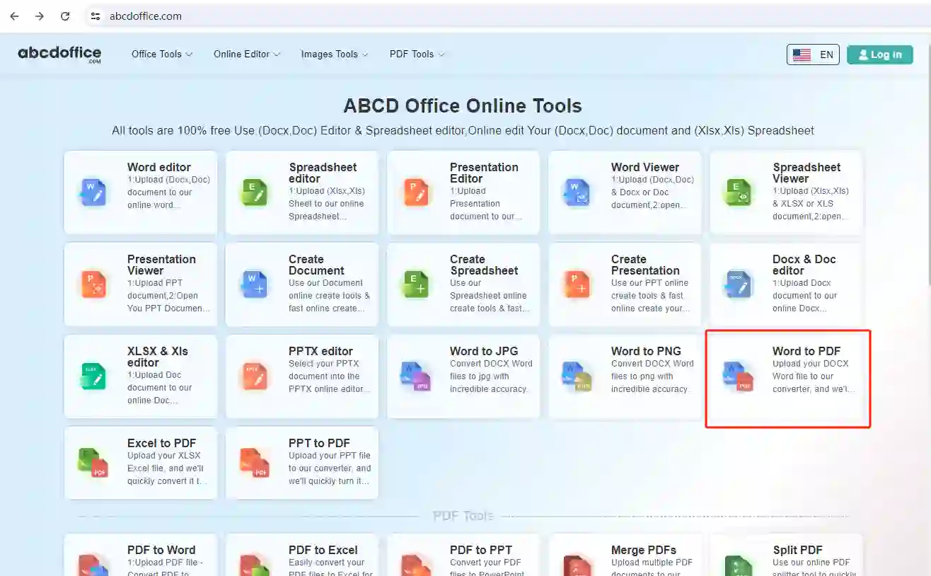 Βήμα 1: Ανοίξτε Word σε PDF στο abcdoffice.com